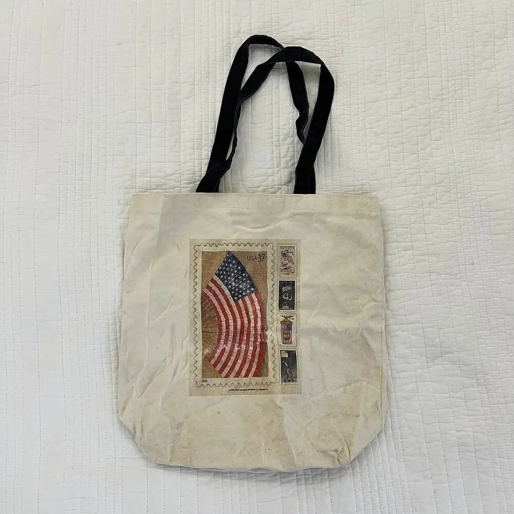 Vintage Y2K USPS American Flag Tote Bag 2003 Stamp